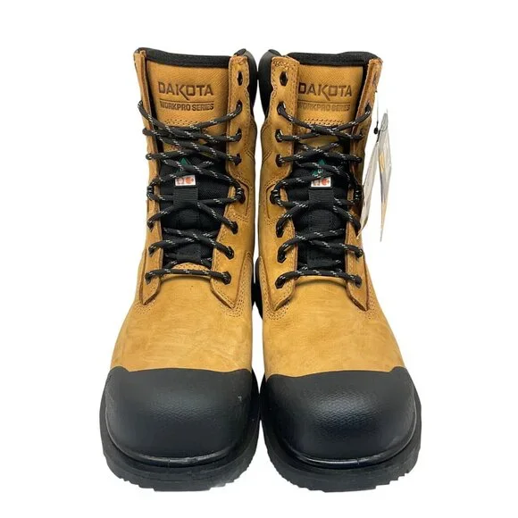 DAKOTA Men 8" Steel Toe Steel Plate Quad Comfort Work Boots 8522 Wheat Size 10W - Picture 2 of 8